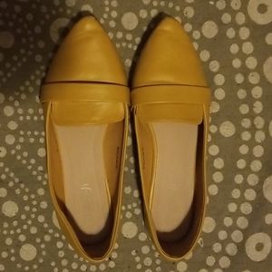 Yellow Pointed Toe Ballet Flats